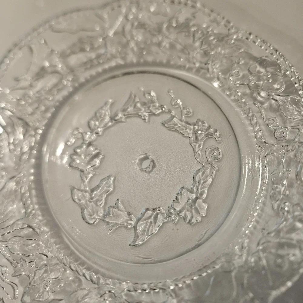 Vintage Crystal Center Piece With Silver Plated Handle Kingston Decor Plate Dish